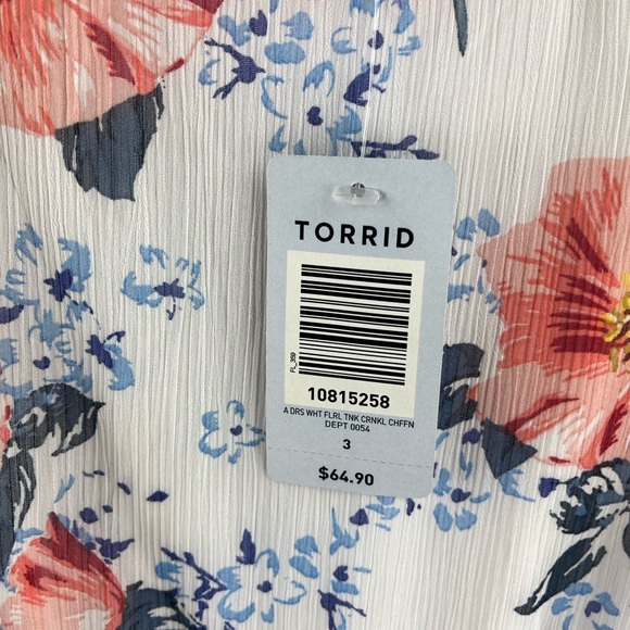 Torrid Midi Floral Tank Dress Women Plus Size 3X White Tie Waist NWT - Picture 7 of 8